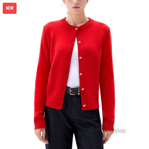 Sweaters - Chunky Cashmere Blend Cardigan Sweater Button Up Long Sleeve Knit Y2K Cozy